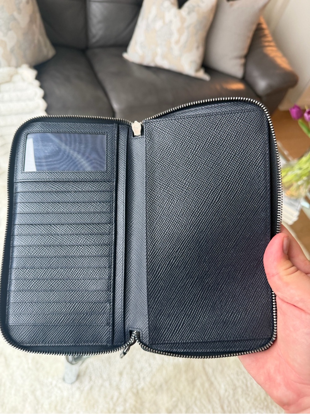Prada Blue Double Zip Travel Wallet - Picture 5 of 7